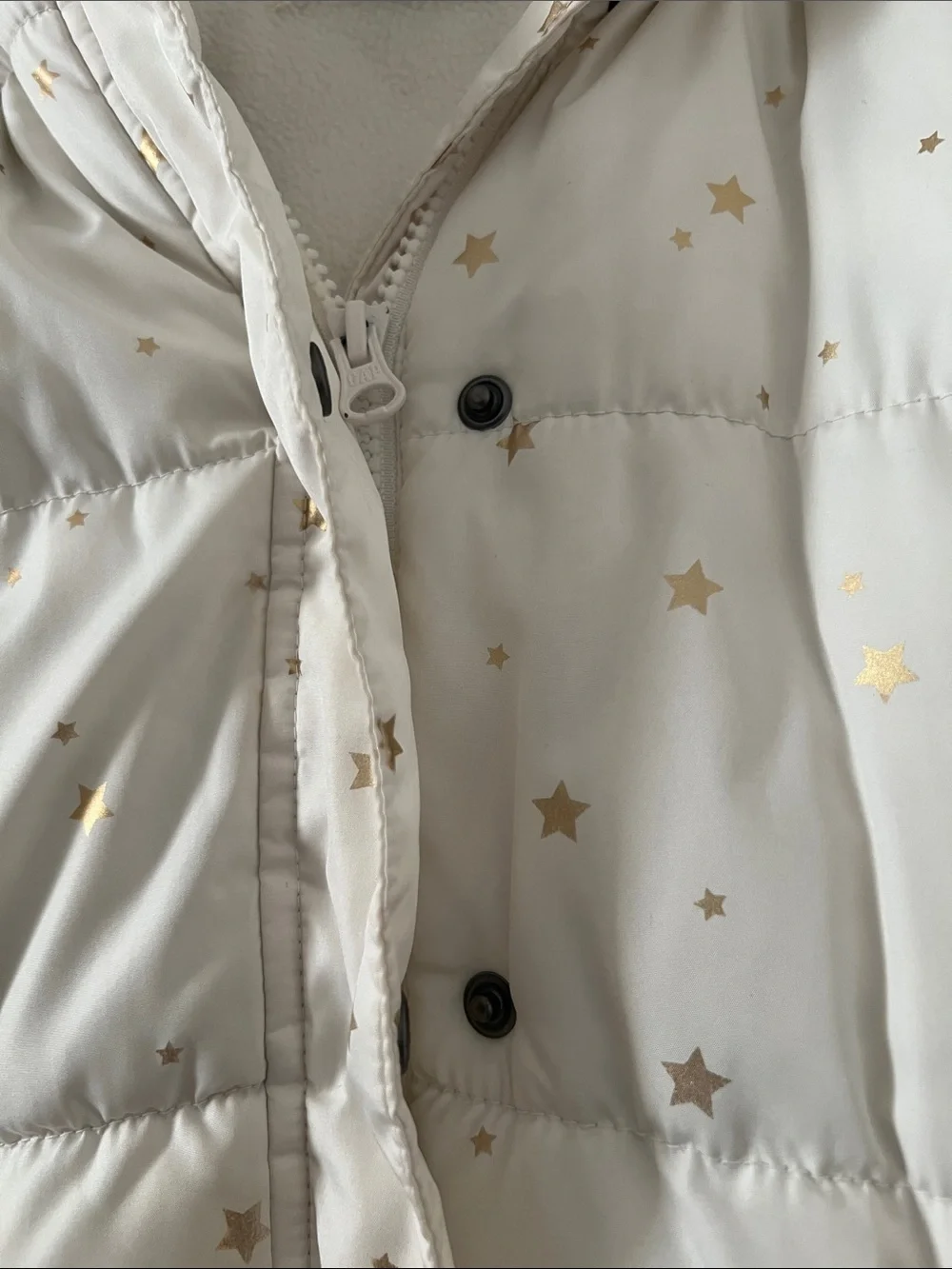 GAP Kids White Star-Print Puffer Jacket